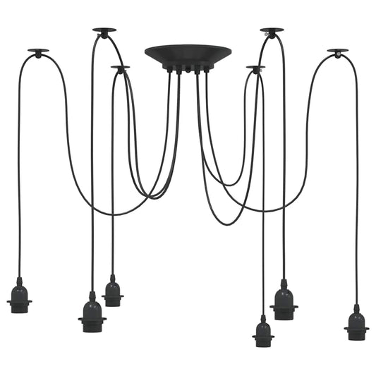vidaXL Pendant Lamp with 6 Lamp Holders E27 Black Metal
