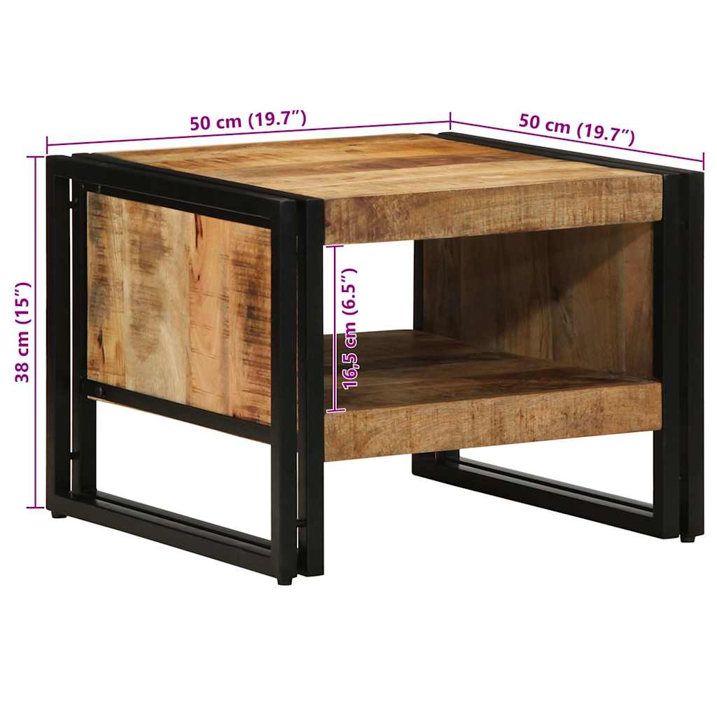 vidaXL Coffee Table 50x50x38 cm Solid Rough Wood Mango
