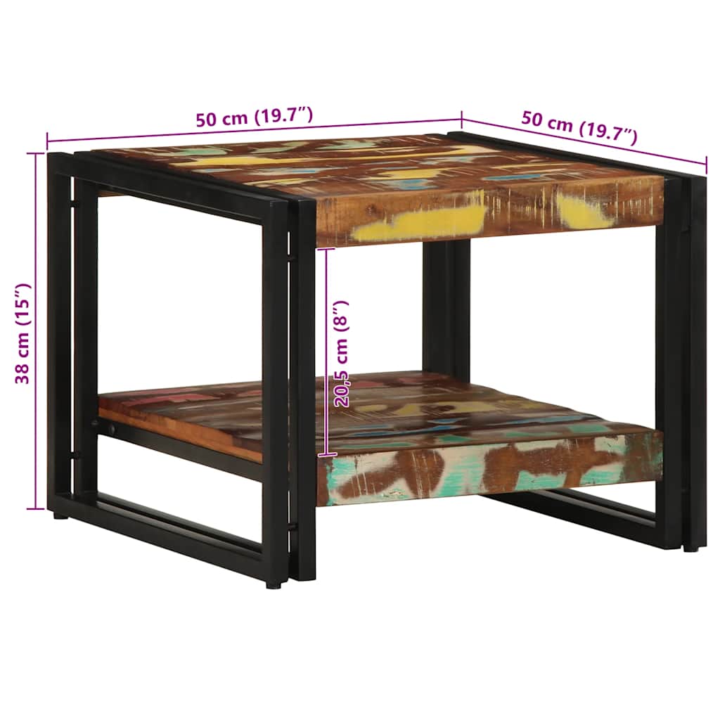 vidaXL Coffee Table Multicolour 50x50x38 cm Solid Wood Reclaimed