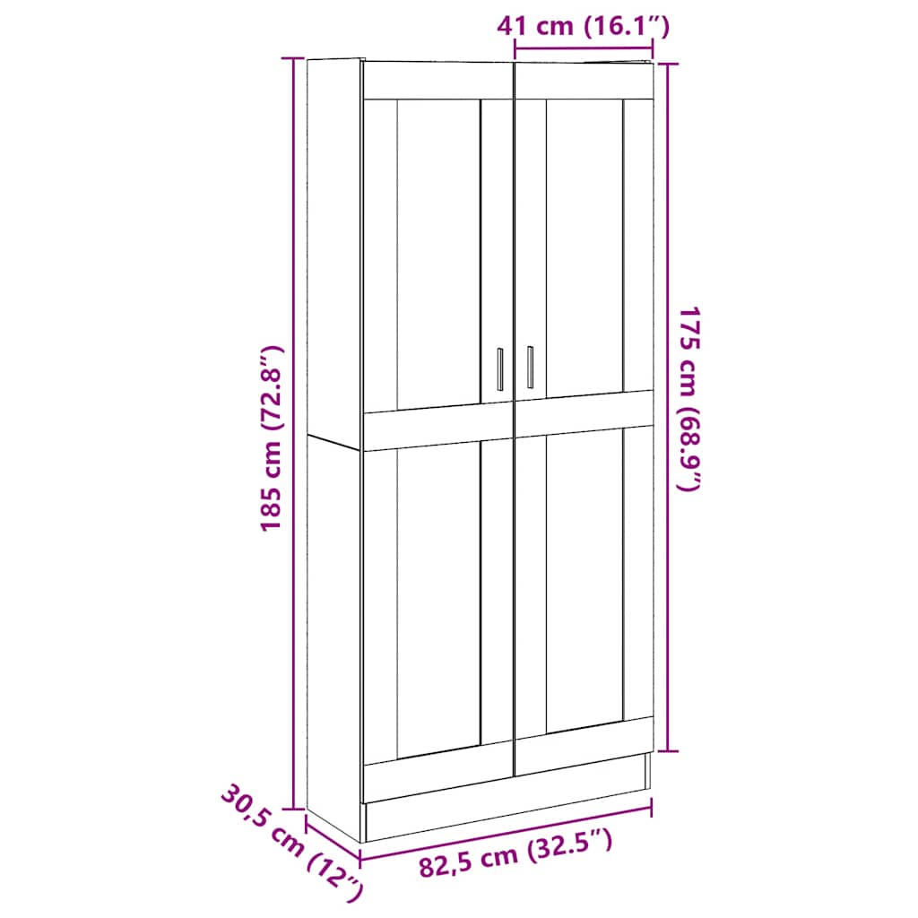 vidaXL Highboard Old Wood 82,5x30,5x185 cm Engineered Wood