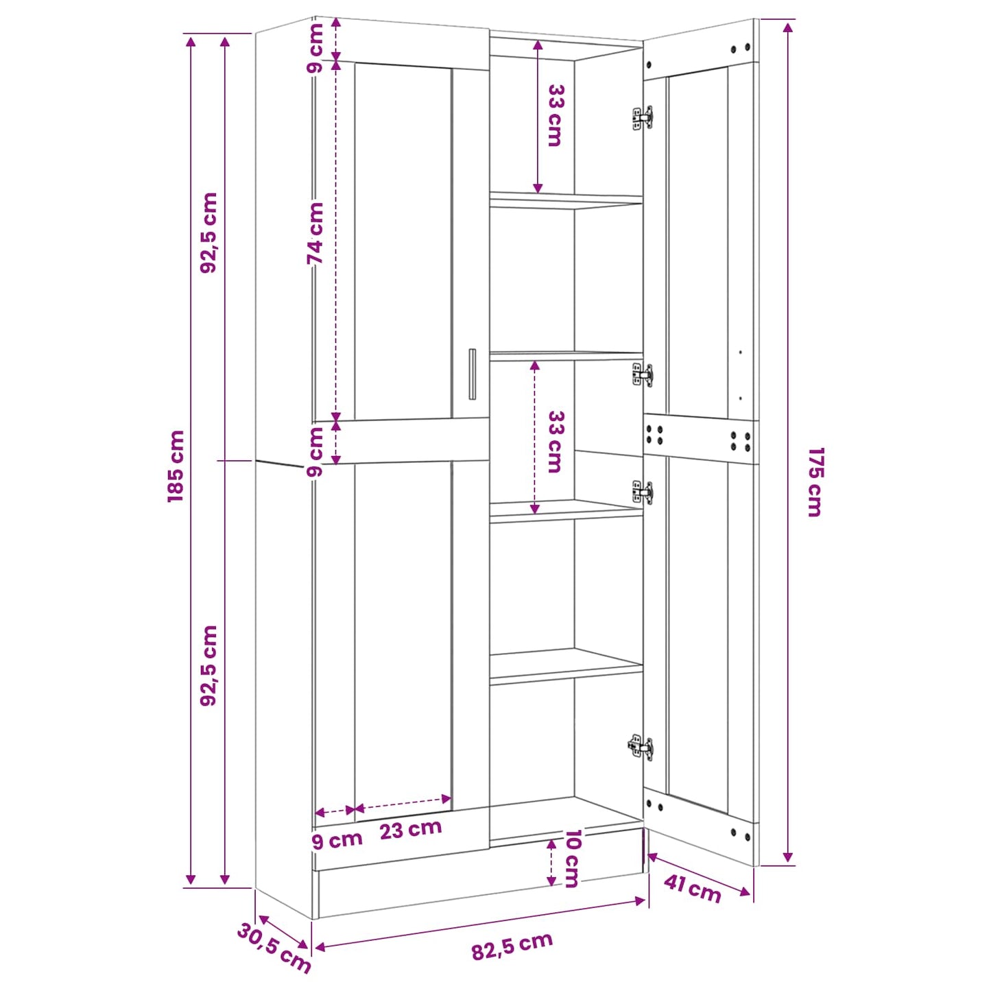 vidaXL Highboard Old Wood 82,5x30,5x185 cm Engineered Wood
