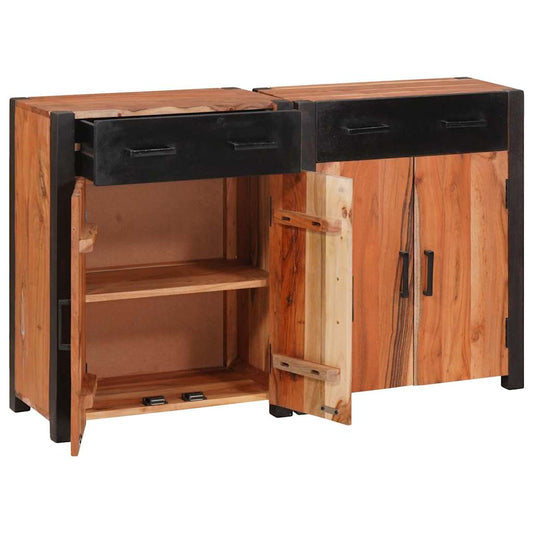 vidaXL Sideboard 2 pcs Brown 110 x 30 x 75 cm Solid Acacia Wood