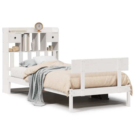 vidaXL Bookcase Bed without Mattress White 90x190 cm Single Solid Wood Pine