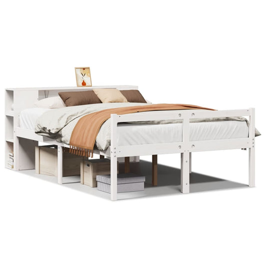 vidaXL Bookcase Bed without Mattress White 150x200 cm King Size Solid Wood Pine