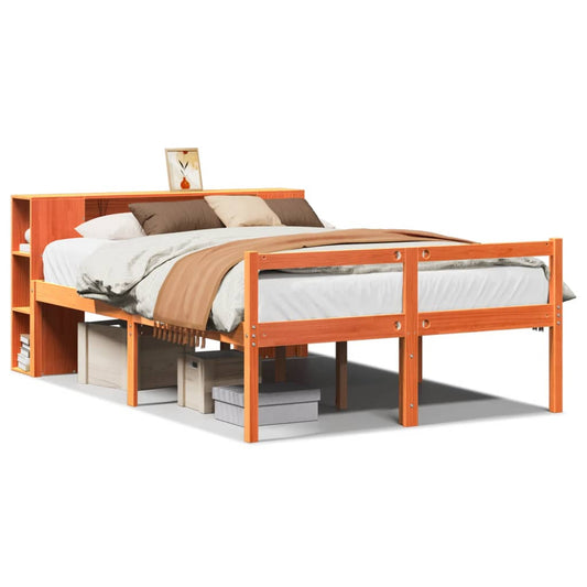 vidaXL Bookcase Bed without Mattress Wax Brown 140x200 cm Solid Wood