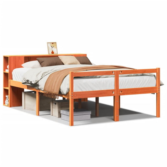 vidaXL Bookcase Bed without Mattress Wax Brown 150x200 cm King Size Solid Wood