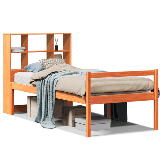 vidaXL Bookcase Bed without Mattress Wax Brown 75x190 cm Small Single Solid Wood