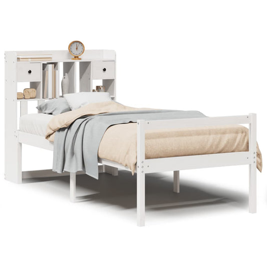 vidaXL Bookcase Bed without Mattress White 75x190 cm Small Single Solid Wood Pine
