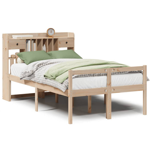 vidaXL Bookcase Bed without Mattress 135x190 cm Doouble Solid Wood Pine