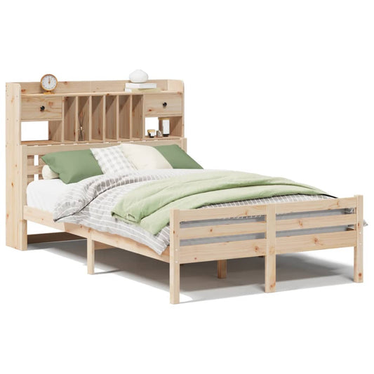 vidaXL Bookcase Bed without Mattress 135x190 cm Double Solid Wood Pine