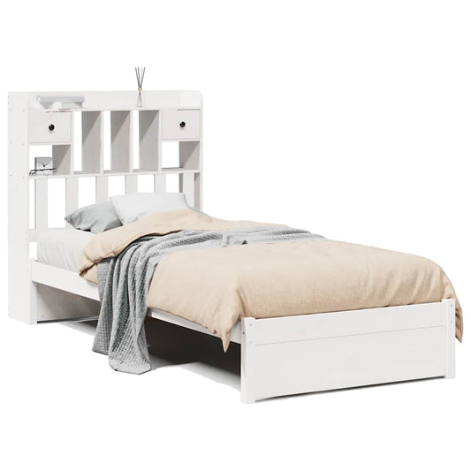 vidaXL Bookcase Bed without Mattress White 75x190cm Small Single Solid Wood Pine