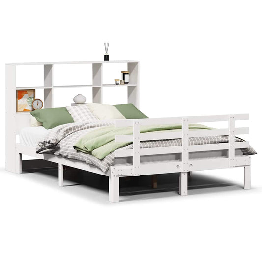 vidaXL Bookcase Bed without Mattress White 160x200cm Solid Wood Pine