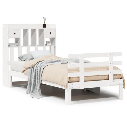 vidaXL Bookcase Bed without Mattress White 75x190 cm Small Single Solid Wood Pine