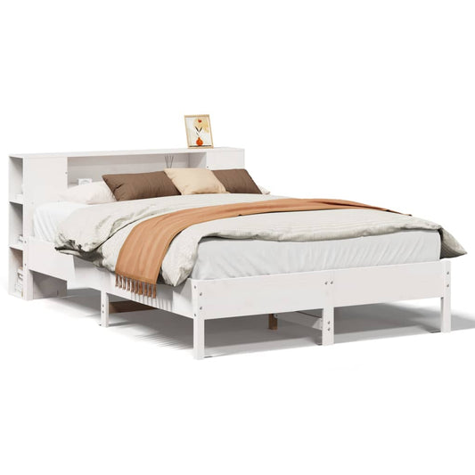 vidaXL Bookcase Bed without Mattress White 150x200 cm King Solid Wood Pine