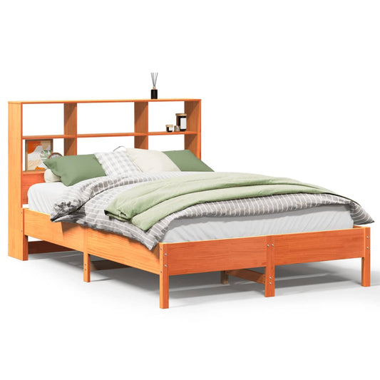 vidaXL Bookcase Bed without Mattress Wax Brown 150x200 cm King Size Solid Wood Pine