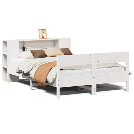 vidaXL Bookcase Bed without Mattress White 150x200 cm King Size Solid Wood Pine