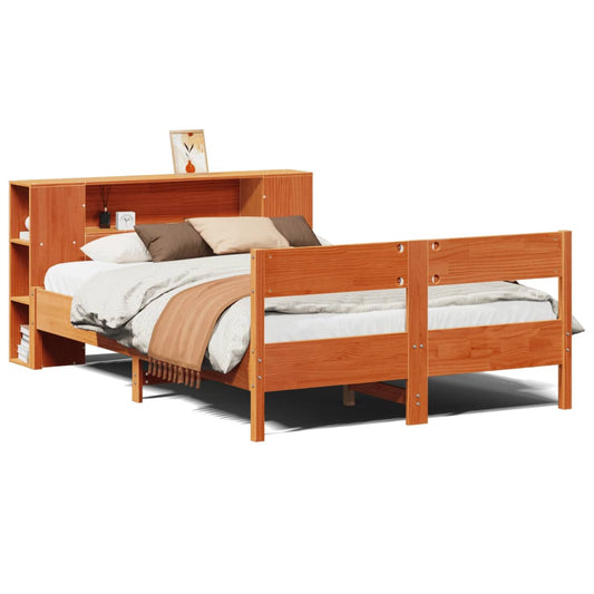 vidaXL Bookcase Bed without Mattress Wax Brown 150x200 cm King Size Solid Wood Pine