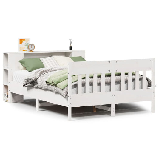 vidaXL Bookcase Bed without Mattress White 140x200cm Solid Wood Pine