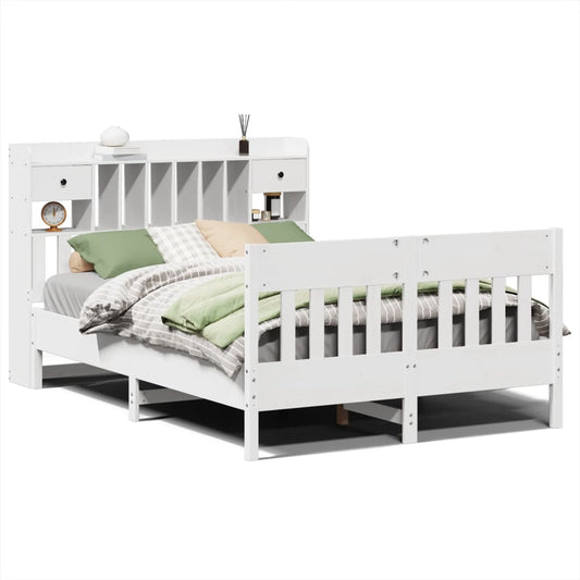 vidaXL Bed Frame without Mattress White 150x200 cm King Size Solid Wood Pine