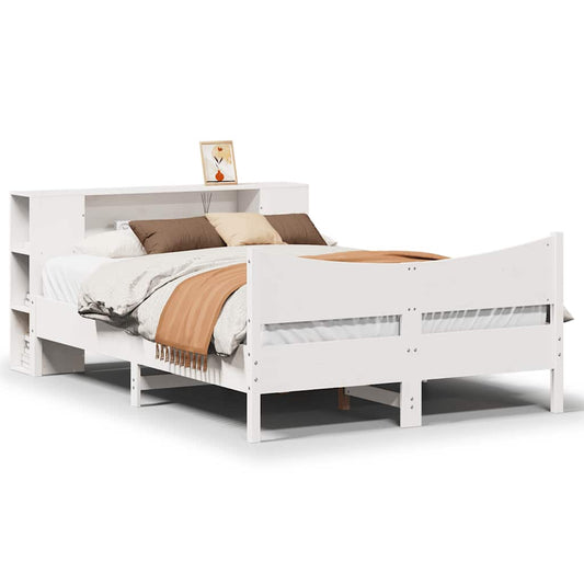 vidaXL Bed Frame without Mattress White 150x200 cm King Size Solid Wood Pine