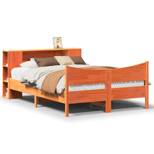 vidaXL Bed Frame without Mattress Wax Brown 140x190 cm Solid Wood Pine