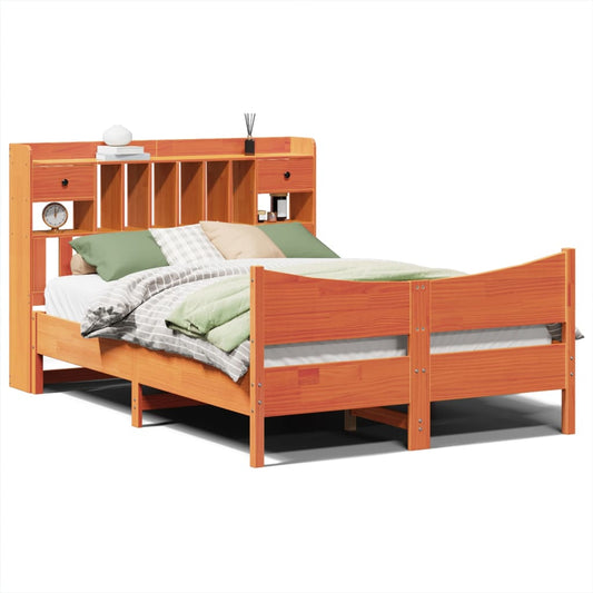 vidaXL Bed Frame without Mattress Wax Brown 150x200 cm King Size Solid Wood Pine