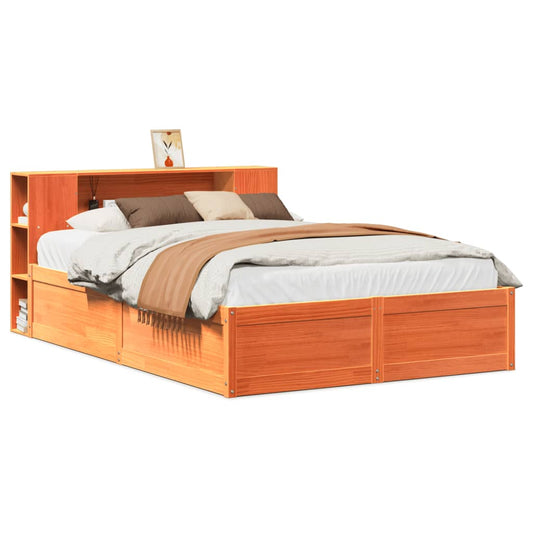 vidaXL Bed Frame without Mattress Wax Brown 140x190 cm Solid Wood Pine