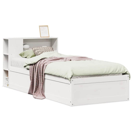 vidaXL Bed Frame without Mattress White 75x190 cm Small Single Solid Wood Pine