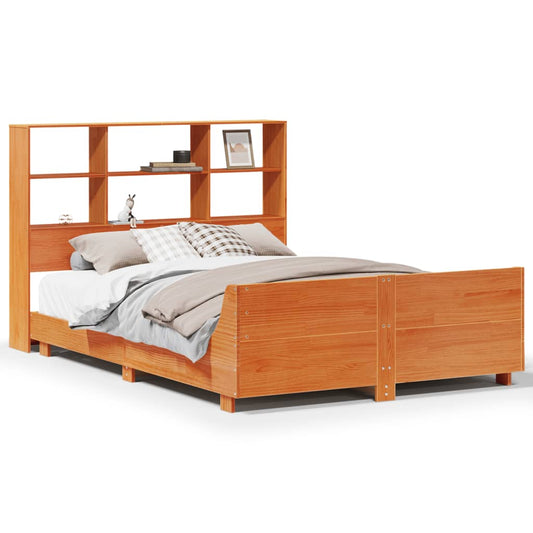 vidaXL Bed Frame without Mattress Wax Brown 140x190 cm Solid Wood Pine