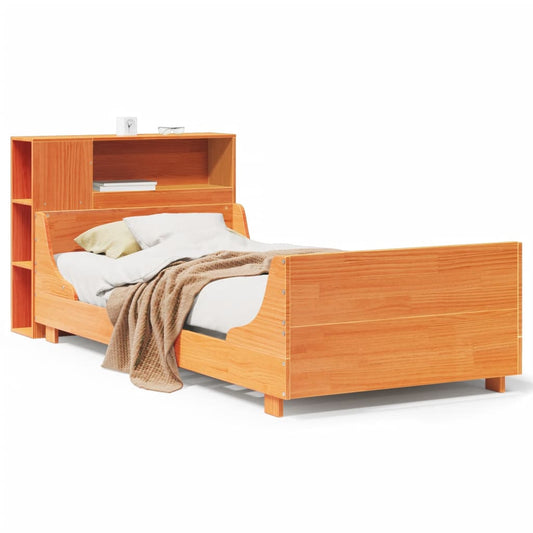 vidaXL Bed Frame without Mattress Wax Brown 100x200 cm Solid Wood Pine