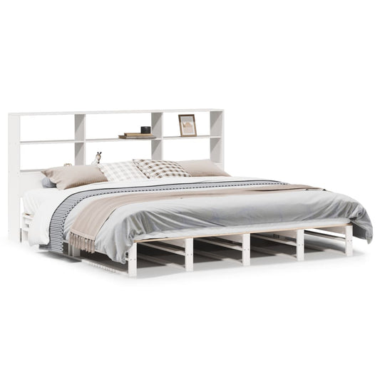 vidaXL Bookcase Bed without Mattress White 180x200 cm Super King Solid Wood