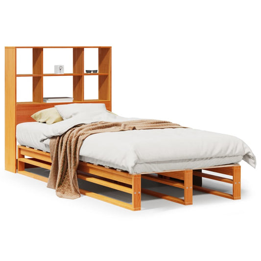 vidaXL Bookcase Bed without Mattress Wax Brown 75x190 cm Small Single Solid Wood