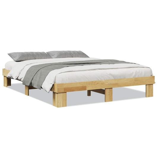 vidaXL Bed Frame without Mattress 135x190 cm Solid Wood Oak