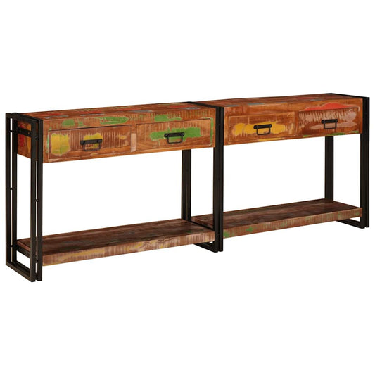 vidaXL Console Tables with Drawer 2 pcs Multicolour Solid Reclaim Wood