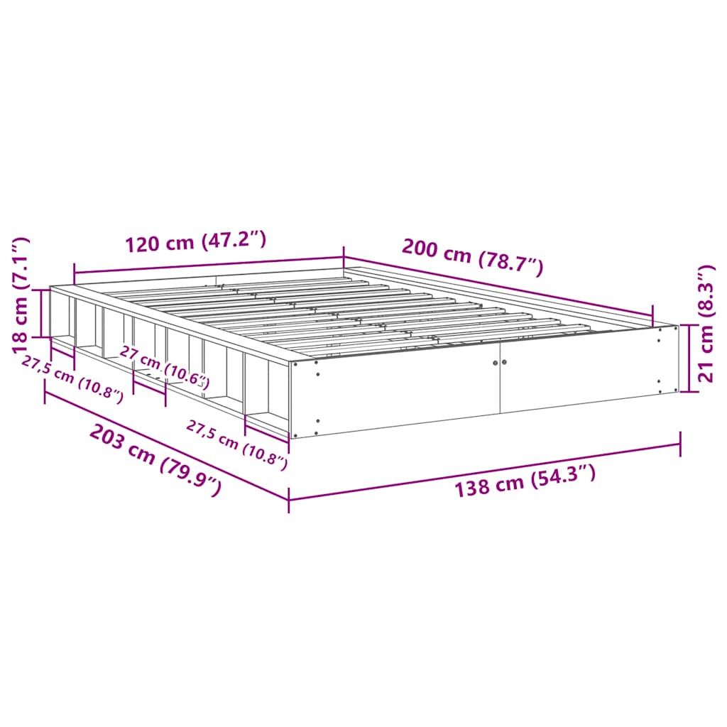 vidaXL Bed Frame | Oak | Solid Oak wood | Double | Storage | Bed Frame