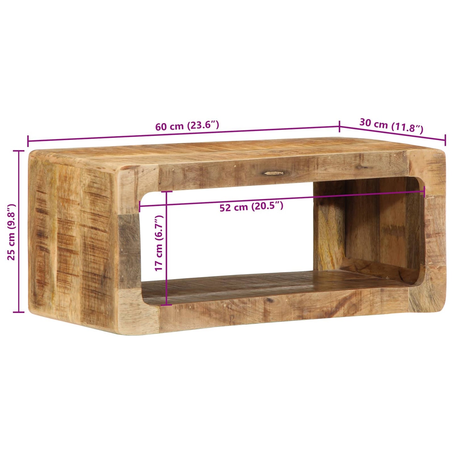 vidaXL TV Cabinet with Shelf Brown 60 x 30 x 25 cm Solid Mango wood