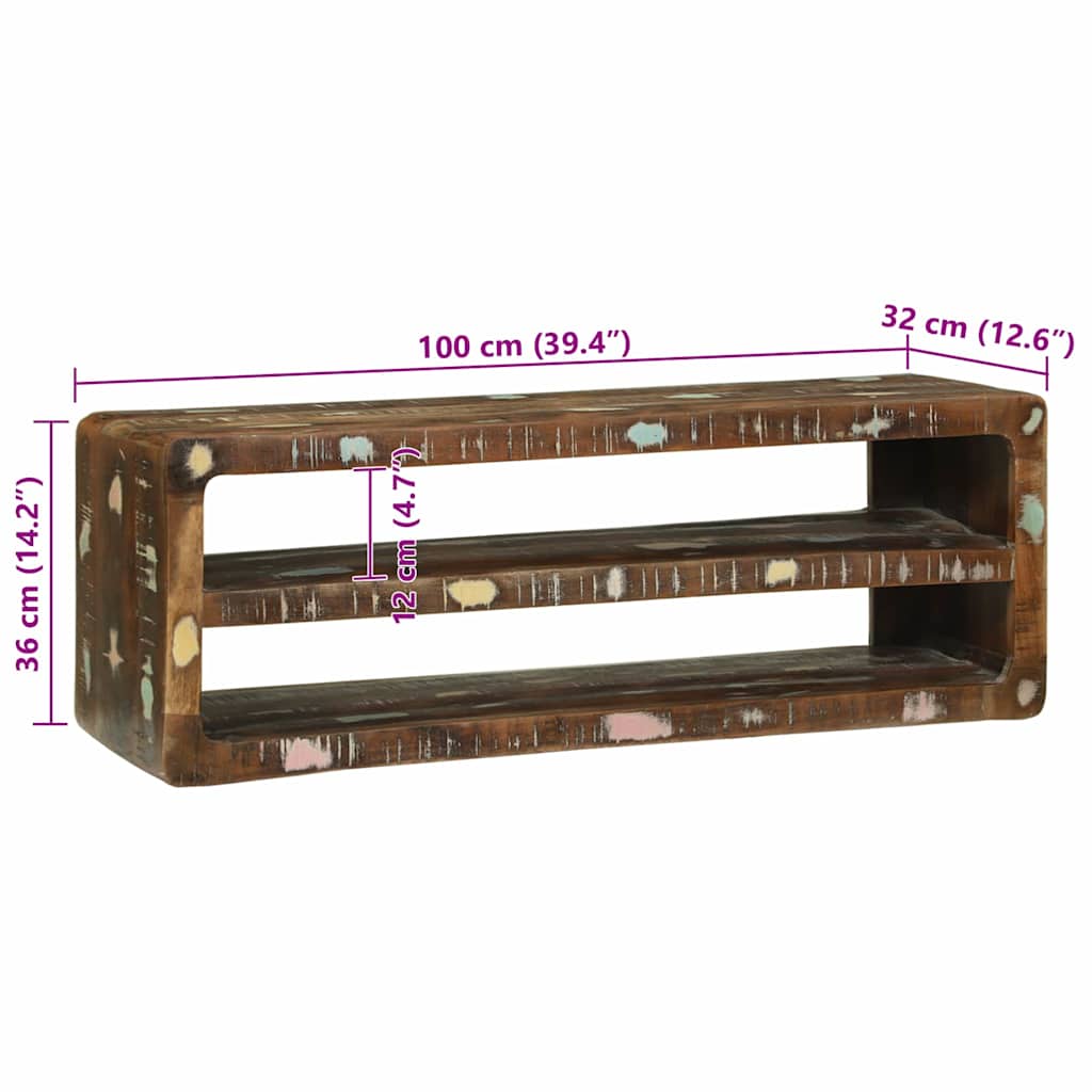 vidaXL TV Cabinet Multicolour 100 x 32 x 36 cm Solid Reclaim wood