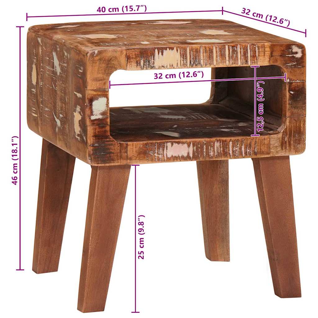 vidaXL End Table with Shelf Brown 40 x 32 x 46 cm Solid Reclaim Wood