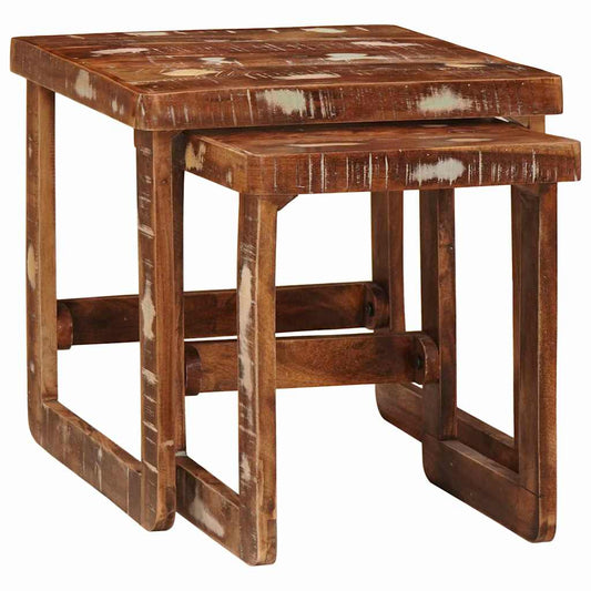 vidaXL Nesting Tables 2 pcs Brown 46 x 46 x 45 cm Solid Reclaim Wood