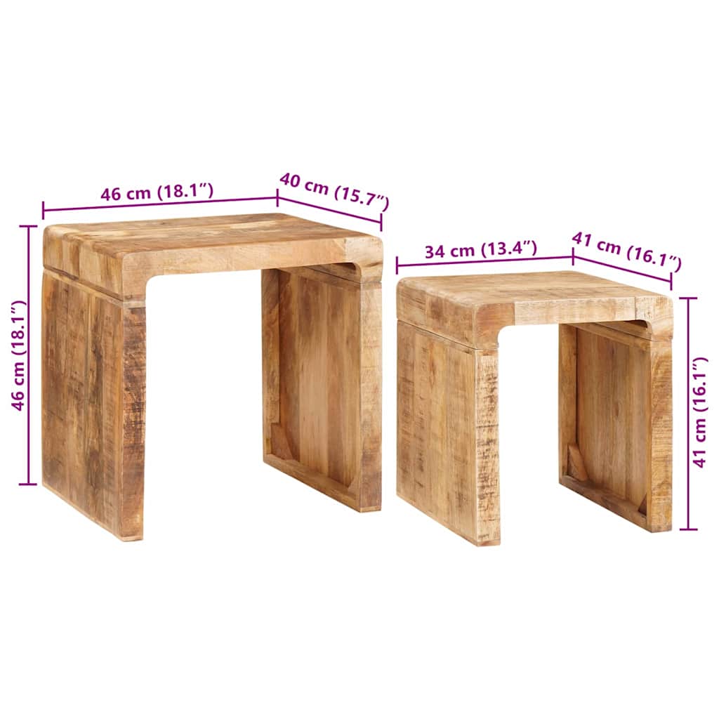 vidaXL Nesting Tables 2 pcs Brown 46 x 40 x 46 cm Solid Mango Wood