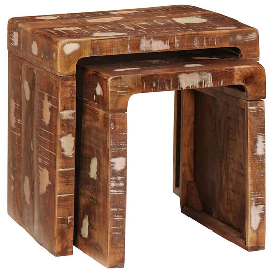 vidaXL Nesting Tables 2 pcs Brown 46 x 40 x 46 cm Solid Reclaim Wood