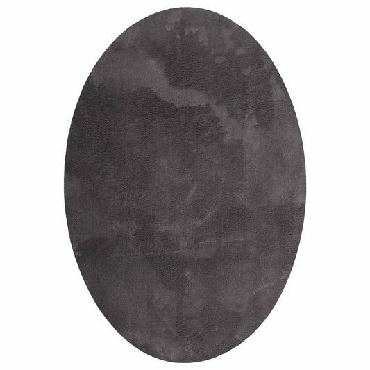 vidaXL Area Rugs Oval HUARTE Anthracite 120 x 170 cm 100% Polyester