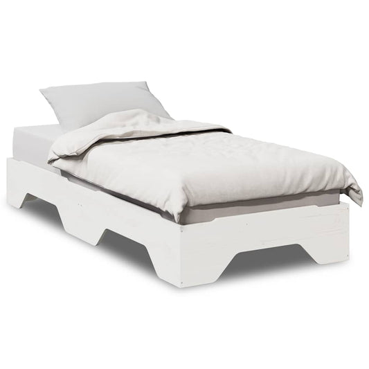 vidaXL Bed Frame No Mattress Stackable White 75x190 cm Small Single Solid Wood