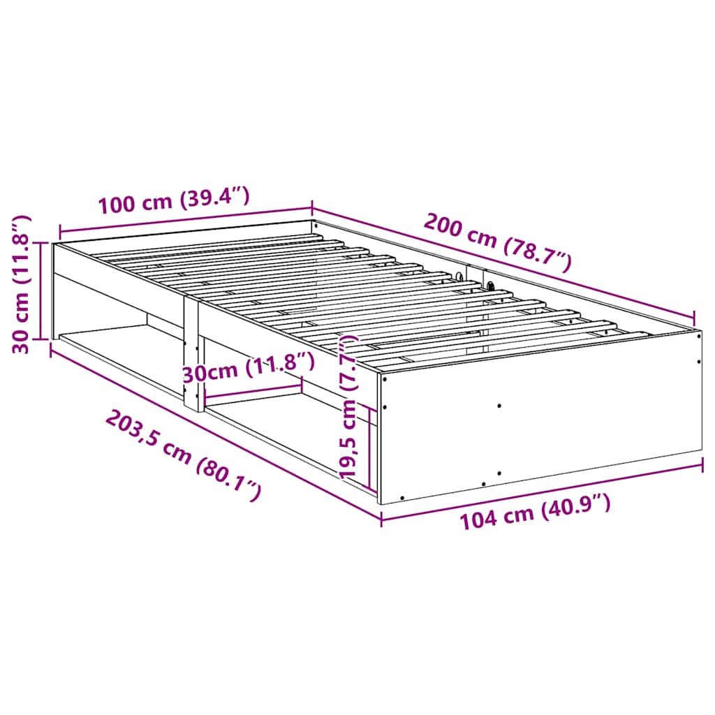 vidaXL Day Bed without Mattress White 100x200 cm Solid Wood Pine