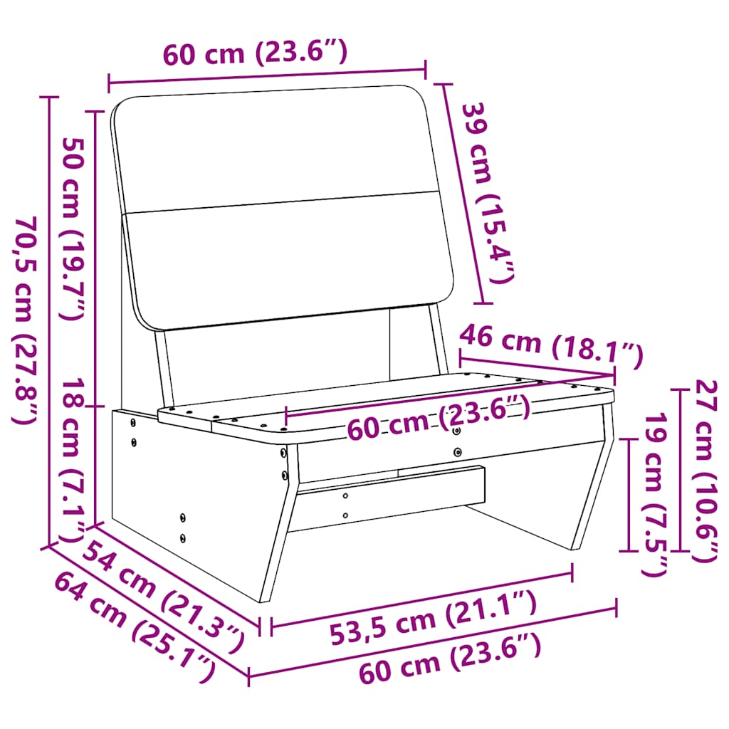 vidaXL Garden Chair 60x64x70,5 cm Solid Wood Douglas