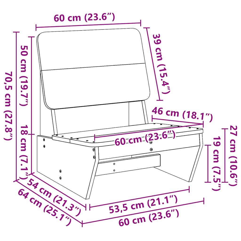 vidaXL Garden Chair 60x64x70,5 cm Impregnated Wood Pine