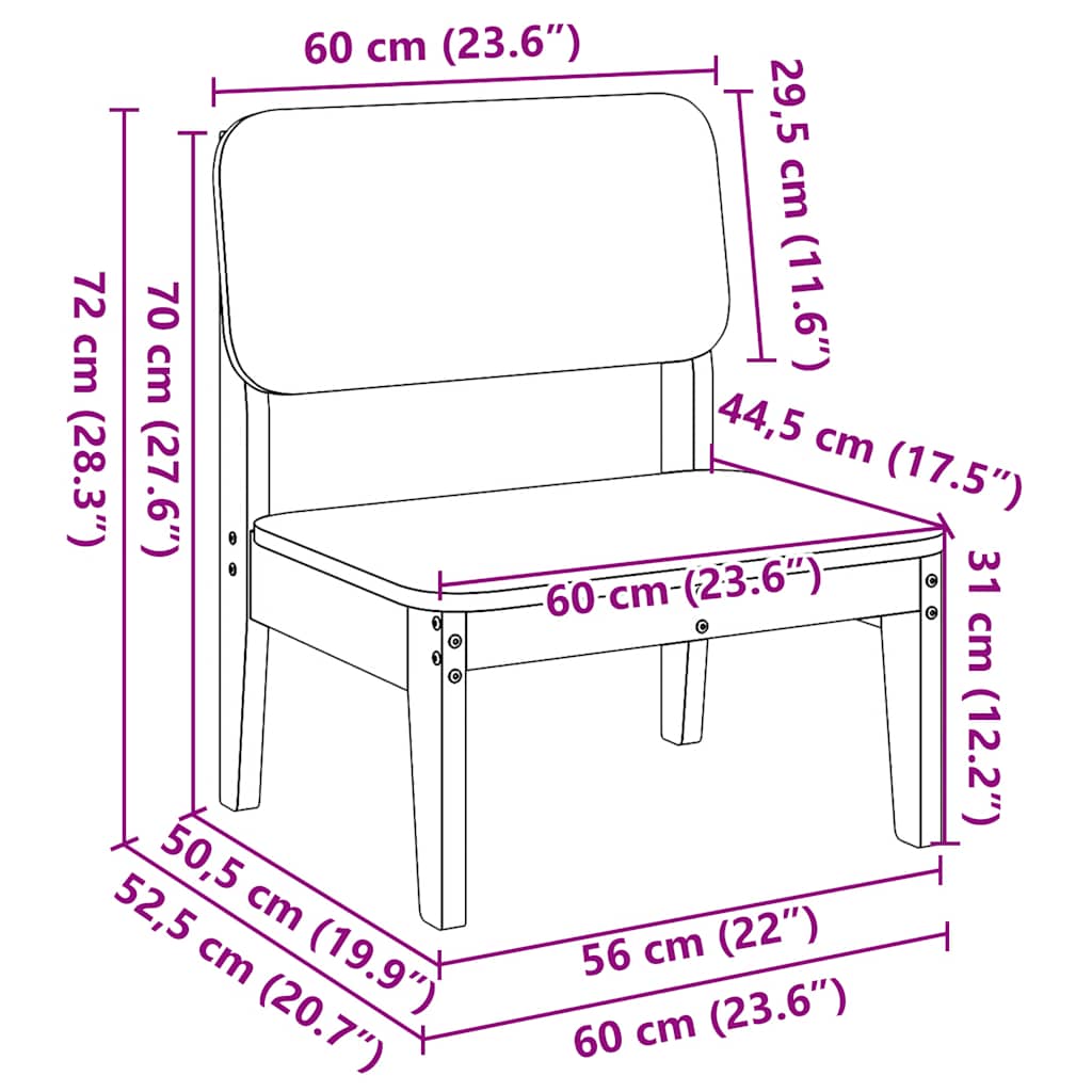 vidaXL Garden Chairs 2 pcs White 60x52.5x72 cm Solid Wood Pine