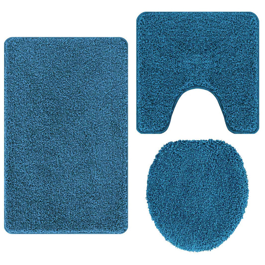 vidaXL Anti-slip Bath Mat Set 3 pcs Blue PP