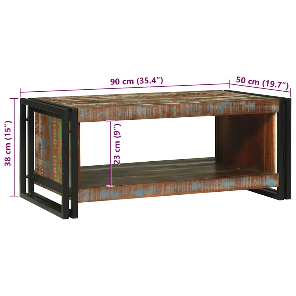 vidaXL Coffee Table Multicolour 90 x 50 x 38 cm Solid Reclaim Wood