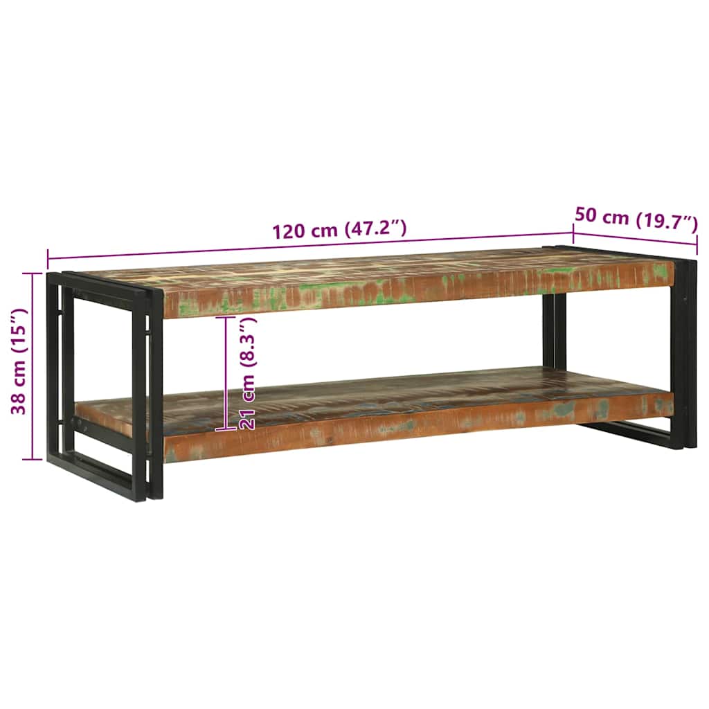 vidaXL Coffee Table Multicolour 120 x 50 x 38 cm Solid Reclaim Wood